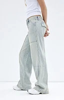 PacSun Casey Light Indigo Low Rise Baggy Cargo Jeans