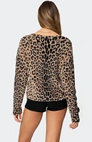 Edikted Leopard Printed V Neck Cardigan