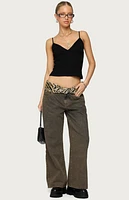 Edikted Petite Zahra Mud Wash Low Rise Jeans