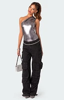 Edikted Feona Gathered Metallic Bodysuit