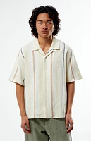 Pacsun Cream Striped Oversized Camp Shirt
