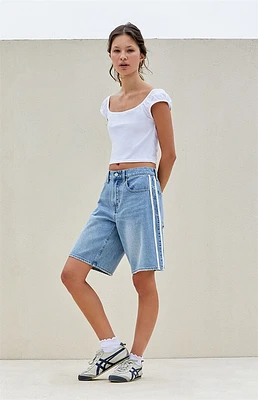 PacSun Light Indigo Side Stripe Baggy Jorts