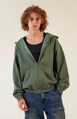Pacsun Green Vintage Wash Full Zip Hoodie