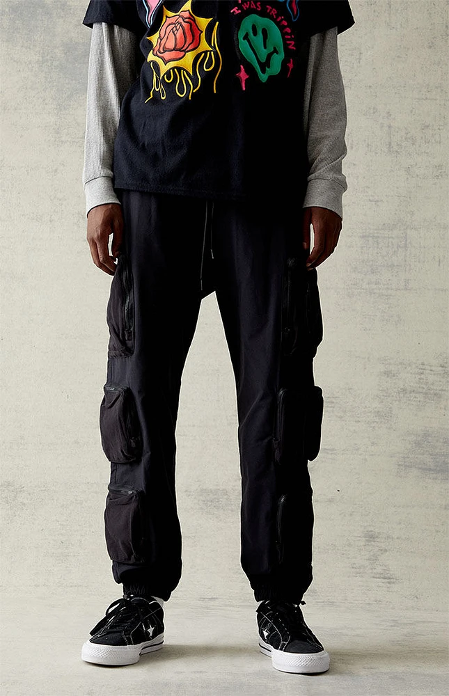 PacSun Black Multi Pocket Straight Cargo Pants