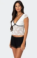 Edikted Avi Sheer Lace Top