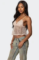 Edikted Sheer Sequin Babydoll Tank Top