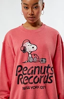 Peanuts Records NYC Headphones Crew Neck Sweatshirt