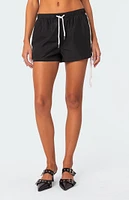 Edikted Remy Bow Ribbon Track Shorts