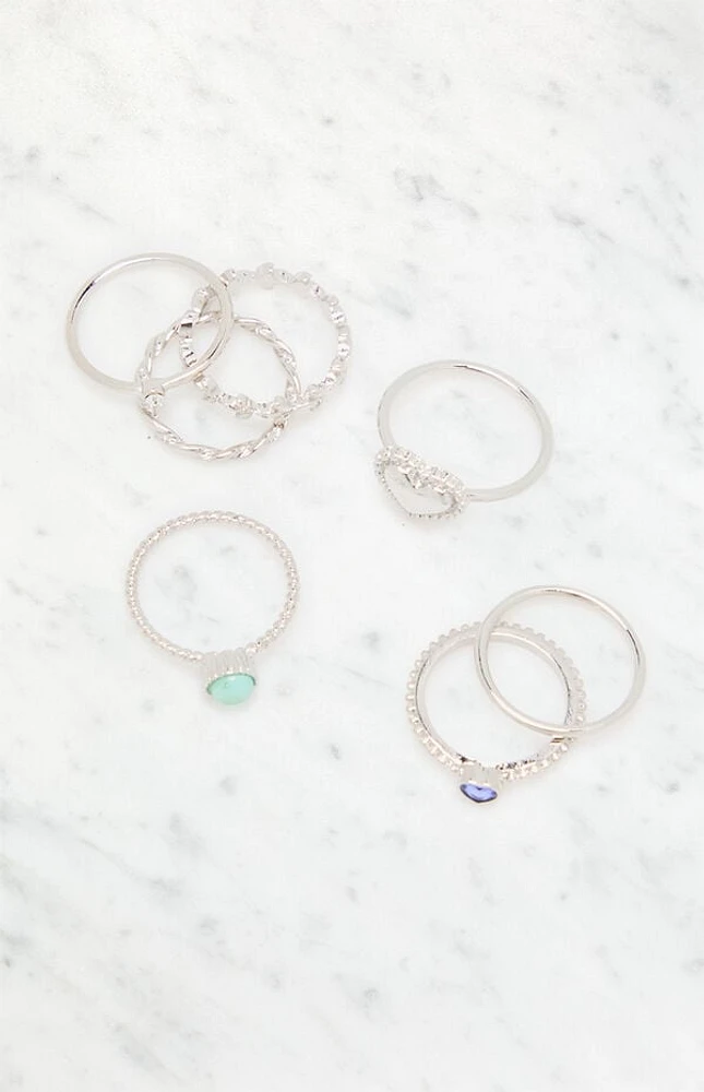 LA Hearts 7 Pack Etched Rings