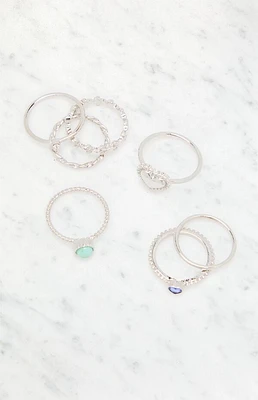 LA Hearts 7 Pack Etched Rings