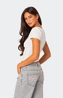 Edikted Ava V Neck Ruched Top