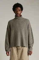 Fear of God Essentials Heather Grey Heavy Waffle Knit Turtleneck Sweater