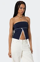 Edikted Lace Trim Split Front Tube Top