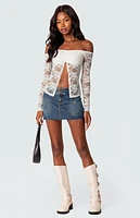 Edikted Odessa Split Front Sheer Lace Top