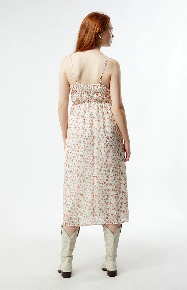 Daisy Street Floral Ruched Midi Dress