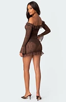 Edikted Wisteria Scrunched Sheer Lace Mini Dress