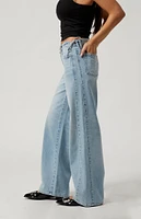 PacSun Casey Bow Tie Low Rise Baggy Jeans Light Indigo