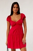 LA Hearts Dainty Trim Tie Back Mini Dress