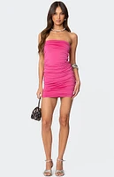 Edikted Strapless Gathered Mini Dress