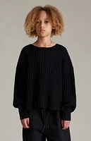 Fear of God Essentials Kids Jet Black Raw Neck Sweater