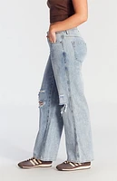 Pacsun Casey Ripped Knees Low Rise Baggy Jeans Medium Indigo