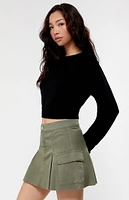 PacSun Olive Stretch Pleated Cargo Mini Skirt