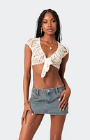 Edikted Rocco Tie Front Crochet Top