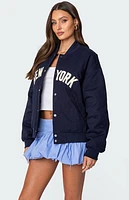 Edikted Big Apple Oversized Bomber Jacket