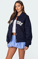 Edikted Big Apple Oversized Bomber Jacket