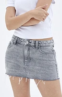 PacSun Light Gray Low Rise Denim Mini Skirt