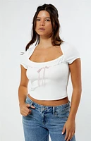 Est. PAC 1980 Sabrina Tie Front Square Neck Top