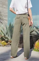 John Galt Olive Low Rise Utility Pants