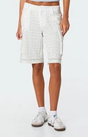 Edikted Eyelet Cargo Bermuda Shorts