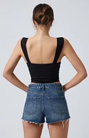 PacSun Dark Indigo Butterfly High Waisted Denim Festival Shorts