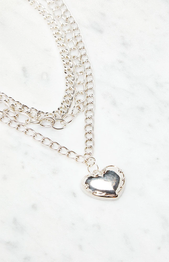 LA Hearts Chain Layer Heart Necklace