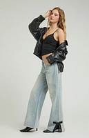 Pacsun Lena Light Indigo Bow Low Rise Super Baggy Jeans