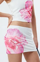 LA Hearts Floral Mesh Mini Skirt