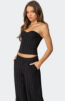 Edikted Aliza Strapless Pinstripe Corset