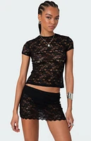 Edikted Kaori Sheer Lace T-Shirt