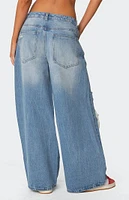 Edikted Distressed Low Rise Baggy Jeans