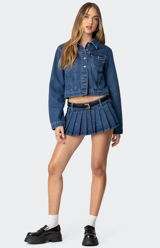 Edikted Zenia Denim Pleated Mini Skort