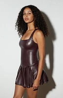 LA Hearts Faux Leather Pleated Mini Dress