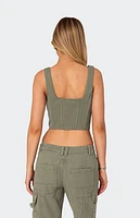 Edikted Lottie Washed Denim Zip Corset
