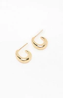 LA Hearts 14K Gold Plated Curved Hoop Earrings