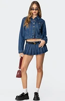 Edikted Zenia Denim Pleated Mini Skort