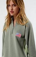 Daisy Street Half Zip Patch Sweatshirt