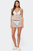 Edikted Laina Contrast Sheer Lace Shorts