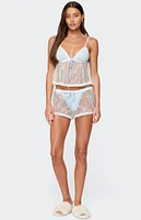 Edikted Laina Contrast Sheer Lace Shorts