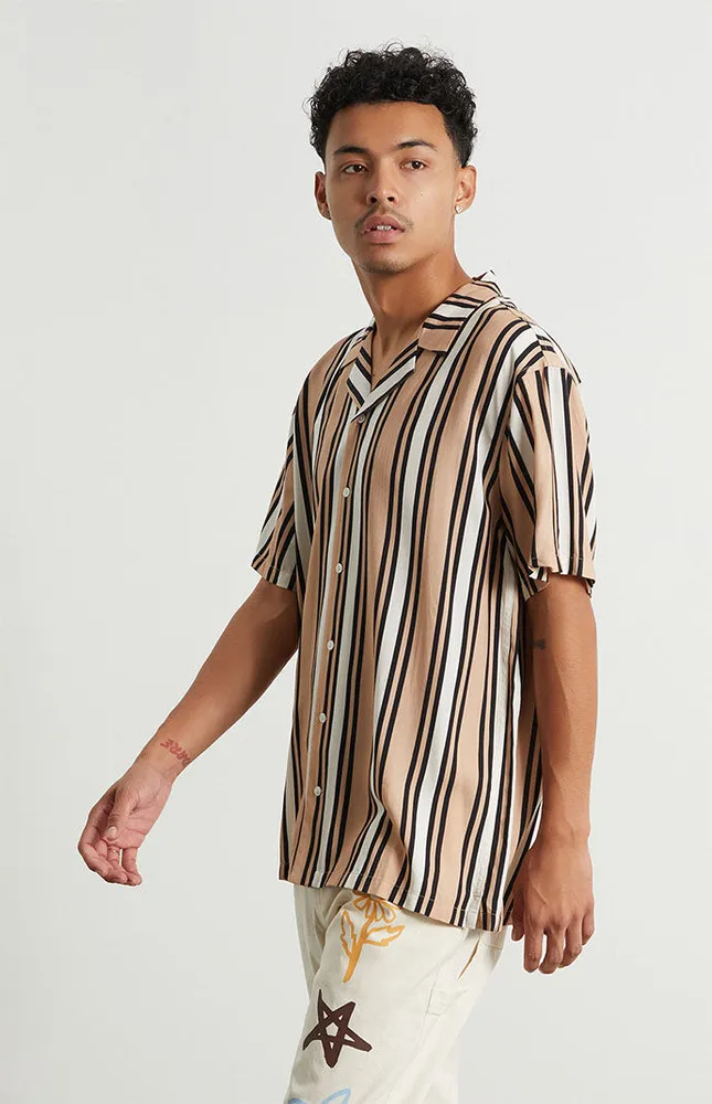 PacSun Tan Stripe Woven Camp Shirt