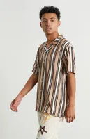 PacSun Tan Stripe Woven Camp Shirt